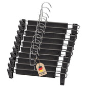 Lade das Bild in den Galerie-Viewer, Intirilife Hosenbügel Schwarz - 10 Stück Antirutsch Hosenbügel aus Kunststoff und Metall für Röcke Hosen - 31 x 3 x 15,5 cm - verstellbare Klammer, Kleiderbügel Klemmbügel Rockbügel Hosen Spanner