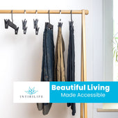 Lade das Bild in den Galerie-Viewer, Intirilife Hosenbügel Schwarz - 10 Stück Antirutsch Hosenbügel aus Kunststoff und Metall für Röcke Hosen - 31 x 3 x 15,5 cm - verstellbare Klammer, Kleiderbügel Klemmbügel Rockbügel Hosen Spanner