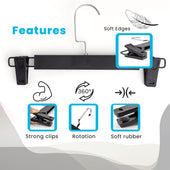 Lade das Bild in den Galerie-Viewer, Intirilife Hosenbügel Schwarz - 10 Stück Antirutsch Hosenbügel aus Kunststoff und Metall für Röcke Hosen - 31 x 3 x 15,5 cm - verstellbare Klammer, Kleiderbügel Klemmbügel Rockbügel Hosen Spanner