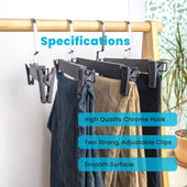 Lade das Bild in den Galerie-Viewer, Intirilife Hosenbügel Schwarz - 10 Stück Antirutsch Hosenbügel aus Kunststoff und Metall für Röcke Hosen - 31 x 3 x 15,5 cm - verstellbare Klammer, Kleiderbügel Klemmbügel Rockbügel Hosen Spanner