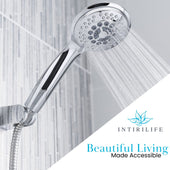 Lade das Bild in den Galerie-Viewer, Intirilife Duschkopf Handbrause mit 5 Funktionen in Silber - 24.5 x 10 x 4 cm - Universaler Brausekopf mit umweltfreundlicher Wasser-Stopp-Funktion Duschbrause Handbrausenkopf