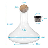 Lade das Bild in den Galerie-Viewer, Intirilife Glas Karaffe mit 1.8 Liter für Rotwein mit Reinigungsperlen - Dekantierkapazität 750ml - Bleifreies Kristallglas Dekanter Mundgeblasen Weinbelüfter Weinkaraffe