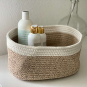 Lade das Bild in den Galerie-Viewer, Intirilife 3-teiliges Set Aufbewahrungskorb aus Baumwolle in Weiß - Beige - 22.5 x 16 x 11.5 / 27 x 20 x 13.5 / 33.5 x 22.5 x 14 cm - Regalkorb Organizer für Bad Wohn- Schlafzimmer Dekorativ