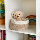 Lade das Bild in den Galerie-Viewer, Intirilife 3-teiliges Set Aufbewahrungskorb aus Baumwolle in Weiß - Beige - 22.5 x 16 x 11.5 / 27 x 20 x 13.5 / 33.5 x 22.5 x 14 cm - Regalkorb Organizer für Bad Wohn- Schlafzimmer Dekorativ