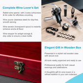 Lade das Bild in den Galerie-Viewer, Intirilife 9-teiliges Sommelier Set Zubehör für Wein in einer eleganten Holzkiste - 27 x 22 x 7 cm - Weinöffner Korkenzieher Außgießer und vieles mehr