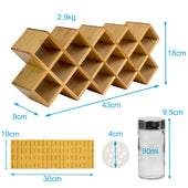 Lade das Bild in den Galerie-Viewer, Intirilife Gewürzregal Set aus Bambus Gewürzständer mit 18 Gewürzgläsern - 43 x 9.5 x 18 cm - Praktische Aufbewahrung Halter Organizer für Gewürze mit Beschriftungsetiketten Tischregal Küchenregal