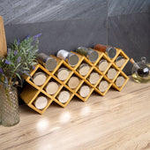 Lade das Bild in den Galerie-Viewer, Intirilife Gewürzregal Set aus Bambus Gewürzständer mit 18 Gewürzgläsern - 43 x 9.5 x 18 cm - Praktische Aufbewahrung Halter Organizer für Gewürze mit Beschriftungsetiketten Tischregal Küchenregal