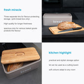 Lade das Bild in den Galerie-Viewer, Intirilife Brotbox Brotkasten mit Deckel in Grau - 42.8 x 22.7 x 13.7 cm - Aufbewahrungs Box Korb Behälter für Brot Brötchen Gebäck
