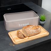 Lade das Bild in den Galerie-Viewer, Intirilife Brotbox Brotkasten mit Deckel in Grau - 42.8 x 22.7 x 13.7 cm - Aufbewahrungs Box Korb Behälter für Brot Brötchen Gebäck