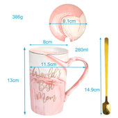 Lade das Bild in den Galerie-Viewer, Intirilife Kaffeetasse mit Deckel Muttertags Geschenk - World's Best Mom - in Rosa - 8 x 13 cm - Füllmenge 280 ml - Teetasse mit Marmor Optik für Geburtstag mit Geschenkebox