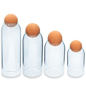 Lade das Bild in den Galerie-Viewer, Intirilife Aufbewahrungsbehälter Set aus Glas mit Kork-Kugel 4-teiliges Set - 1.2 L / 930 ml / 670 ml / 400 ml Füllmenge - Vorratsbehälter Glasdosen für Lebensmittel Süßigkeiten Gewürze Kaffee Zucker