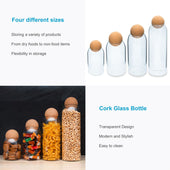 Lade das Bild in den Galerie-Viewer, Intirilife Aufbewahrungsbehälter Set aus Glas mit Kork-Kugel 4-teiliges Set - 1.2 L / 930 ml / 670 ml / 400 ml Füllmenge - Vorratsbehälter Glasdosen für Lebensmittel Süßigkeiten Gewürze Kaffee Zucker