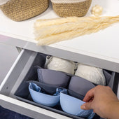 Lade das Bild in den Galerie-Viewer, Intirilife Aufbewahrungsboxen Ordnungssystem 6-teilig für Schubladen aus Vlies in Grau - Zwei 4-Fach Boxen 33x26x11 / Vier 16-Fach Boxen 28.5x26x11 cm - Faltbare Organizer für Unterwäsche Socken