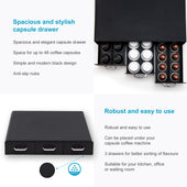 Lade das Bild in den Galerie-Viewer, Intirilife Kaffee Kapselhalter mit 3 Schubladen in Schwarz - 34.2 x 32.6 x 6.4 cm - Box kompatibel mit Nesspresso (48 Stück) oder K-Cup (36 Stück) Aufbewahrungsbox für die meisten Kaffee Kapseln Pads