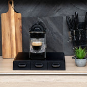 Lade das Bild in den Galerie-Viewer, Intirilife Kaffee Kapselhalter mit 3 Schubladen in Schwarz - 34.2 x 32.6 x 6.4 cm - Box kompatibel mit Nesspresso (48 Stück) oder K-Cup (36 Stück) Aufbewahrungsbox für die meisten Kaffee Kapseln Pads