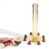 Lade das Bild in den Galerie-Viewer, Intirilife Kaffee Kapselhalter kompatibel mit Nespresso Kapseln (40 Stück) aus Eisen in Gold - 11.5 x 37.5 cm - 360 Grad Rotierbarer Kapselständer Aufbewahrung für Kaffee Kapseln Pads