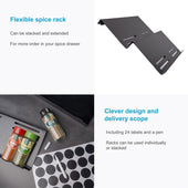 Lade das Bild in den Galerie-Viewer, Intirilife Gewürzregal für die Schublade aus Acryl in Schwarz mit Etiketten - Steckbar 57 - 15.5 x 30 x 3.8 cm - Erweiterbar Gewürzeinsatz 4 Stück Organizer Halter für Schubladen Ordnungssystem