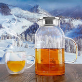 Lade das Bild in den Galerie-Viewer, Intirilife Karaffe mit Filter und Skala bis 1.5 L - Krug aus Borosilikatglas mit Henkel und herausnehmbarem Filter-Deckel hitzebeständig geeignet für heiße und kalte Getränke Tee Kaffee Wasser uvm.