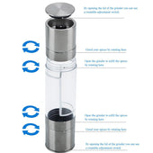 Lade das Bild in den Galerie-Viewer, Intirilife Pfeffermühle in SILBER TRANSPARENT - 22 x 5.3 cm - 2 in 1 Grinder Handmühle aus Kunststoff und Edelstahl für die Küche perfekt geeignet zum Mahlen und Zerkleinern von Pfeffer