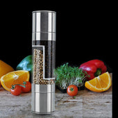 Lade das Bild in den Galerie-Viewer, Intirilife Pfeffermühle in SILBER TRANSPARENT - 22 x 5.3 cm - 2 in 1 Grinder Handmühle aus Kunststoff und Edelstahl für die Küche perfekt geeignet zum Mahlen und Zerkleinern von Pfeffer