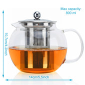 Lade das Bild in den Galerie-Viewer, Intirilife Teekanne mit Filter in KLAR - 800ml Glaskanne aus Borosilikatglas mit Siebeinsatz hitzebeständig geeignet für heiße und kalte Getränke, Tee, Kaffee, Wasser uvm.