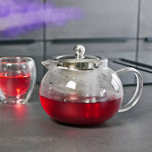 Lade das Bild in den Galerie-Viewer, Intirilife Teekanne mit Filter in KLAR - 800ml Glaskanne aus Borosilikatglas mit Siebeinsatz hitzebeständig geeignet für heiße und kalte Getränke, Tee, Kaffee, Wasser uvm.