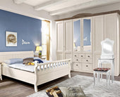 Lade das Bild in den Galerie-Viewer, Intirilife Schminktisch 135x50x30 cm in ROSEN WEISS - Eleganter Frisier und Kosmetiktisch mit Rosen-Verzierungen, Spiegel, 3 Schubladen und Hocker - Schmink Aufbewahrung Kommode Make Up Beauty