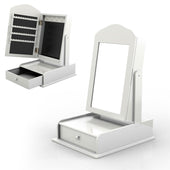 Lade das Bild in den Galerie-Viewer, Intirilife Schmuckkästchen 59x32x29 cm in BLÜTEN WEISS - 2-in-1 Schmuckschatulle und Tischspiegel mit Schublade zur Schmuck-Aufbewahrung - Schmuckbox Schmuckschränkchen Organizer