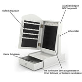 Lade das Bild in den Galerie-Viewer, Intirilife Schmuckkästchen 59x32x29 cm in BLÜTEN WEISS - 2-in-1 Schmuckschatulle und Tischspiegel mit Schublade zur Schmuck-Aufbewahrung - Schmuckbox Schmuckschränkchen Organizer