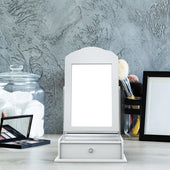 Lade das Bild in den Galerie-Viewer, Intirilife Schmuckkästchen 59x32x29 cm in BLÜTEN WEISS - 2-in-1 Schmuckschatulle und Tischspiegel mit Schublade zur Schmuck-Aufbewahrung - Schmuckbox Schmuckschränkchen Organizer