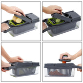 Lade das Bild in den Galerie-Viewer, Intirilife Küchen Gemüseschneider - 35 x 12 x 12 cm - Verstellbarer Multischneider Allesschneider mit verschiedenen Aufsätzen zum Schneiden Schälen Raspeln Hobeln von Gemüse Obst Fleisch etc.