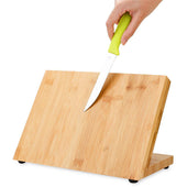 Lade das Bild in den Galerie-Viewer, Intirilife Magnetisches Messerbrett in BAMBUS BRAUN - 30 x 18 x 19 cm - Holz Messerblock aus Bambus mit Magnet zur platzsparenden Aufbewahrung von Messern und Küchenutensilien