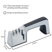 Lade das Bild in den Galerie-Viewer, Intirilife Messerschärfer in SCHWARZ - 24x6x9 cm - 4-in-1 Messerschleifer aus Edelstahl für Scheren und Küchenmesser - Geeignet für Stahl und Keramik Grob und Feinschliff mit rutschfester Unterseite