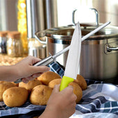 Lade das Bild in den Galerie-Viewer, Intirilife Wetzstab Messerschärfer Silber 35 x 4 cm – Edelstahl Wetzstahl Messerschleifer für Messer, Klingen, Scheren – Manueller Schleifstab/Schleifstahl für Profi & Haushalt, Küche, rostfrei