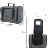 Lade das Bild in den Galerie-Viewer, Intirilife Aufklappbare Kosmetiktasche in GRAU - 27 x 13 x 27.5 cm - Aufhängbarer Polyester Kulturbeutel Reisekoffer mit Tragegriff, Reißverschlüssen, Netz Fächern, Innentaschen und Außentaschen