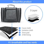 Lade das Bild in den Galerie-Viewer, Intirilife Aufklappbare Kosmetiktasche in GRAU - 27 x 13 x 27.5 cm - Aufhängbarer Polyester Kulturbeutel Reisekoffer mit Tragegriff, Reißverschlüssen, Netz Fächern, Innentaschen und Außentaschen
