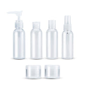 Lade das Bild in den Galerie-Viewer, Intirilife Flaschen Set in WEISS TRANSPARENT - 21 x 4 x 13 cm - 6 teiliges Set mit 4 Flaschen und 2 Behältern zum Nachfüllen, zum Reisen, für Pröbchen etc. TSA Genehmigtes Gepäck