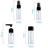 Lade das Bild in den Galerie-Viewer, Intirilife Flaschen Set in SCHWARZ TRANSPARENT - 21 x 4 x 13 cm - 6 teiliges Set mit leeren Flaschen und Trichter zum Nachfüllen, zum Reisen, für Pröbchen etc. TSA Genehmigtes Gepäck