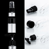 Lade das Bild in den Galerie-Viewer, Intirilife Flaschen Set in SCHWARZ TRANSPARENT - 21 x 4 x 13 cm - 6 teiliges Set mit leeren Flaschen und Trichter zum Nachfüllen, zum Reisen, für Pröbchen etc. TSA Genehmigtes Gepäck