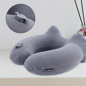 Lade das Bild in den Galerie-Viewer, Intirilife Aufblasbares Nackenkissen in GRAU - 20 x 15 x 5 cm - Nackenhörnchen und Augenmaske zum Aufblasen mit Ohrstöpseln in ergonomischer Form - Perfekt geeignet beim Campen, bei Ausflügen, Reisen etc.