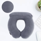 Lade das Bild in den Galerie-Viewer, Intirilife Aufblasbares Nackenkissen in GRAU - 20 x 15 x 5 cm - Nackenhörnchen und Augenmaske zum Aufblasen mit Ohrstöpseln in ergonomischer Form - Perfekt geeignet beim Campen, bei Ausflügen, Reisen etc.