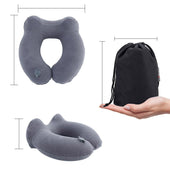 Lade das Bild in den Galerie-Viewer, Intirilife Aufblasbares Nackenkissen in GRAU - 20 x 15 x 5 cm - Nackenhörnchen und Augenmaske zum Aufblasen mit Ohrstöpseln in ergonomischer Form - Perfekt geeignet beim Campen, bei Ausflügen, Reisen etc.