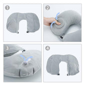 Lade das Bild in den Galerie-Viewer, Intirilife Aufblasbares Nackenkissen in GRAU - 16 x 12 x 5 cm - Nackenhörnchen zum Aufblasen mit Druckknopf Verschluss mit ergonomischer Form - Perfekt geeignet beim Campen, bei Ausflügen, Reisen etc.