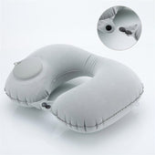 Lade das Bild in den Galerie-Viewer, Intirilife Aufblasbares Nackenkissen in GRAU - 16 x 12 x 5 cm - Nackenhörnchen zum Aufblasen mit Druckknopf Verschluss mit ergonomischer Form - Perfekt geeignet beim Campen, bei Ausflügen, Reisen etc.