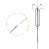 Lade das Bild in den Galerie-Viewer, Intirilife Marinierspritze aus Edelstahl in SILBER - 60 ml Füllmenge - 3 Spritze Spitzen und 2 Bürsten für Grill Gewürze Marinaden Braten BBQ - Marinadenspritze Bratenspritze Fleischspritze