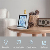 Lade das Bild in den Galerie-Viewer, Intirilife Elektronisches Thermometer in WEISS - 10 x 3 x 13 cm - LCD Touch Thermometer mit Uhr Messgerät für Temperatur, Luftfeuchtigkeit umstellbar auf Fahrenheit