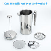 Lade das Bild in den Galerie-Viewer, Intirilife Kaffeekanne in SILBER - 1 Liter Füllmenge - 23x15x12 cm - Kaffeebereiter nach französischem Pressensystem aus Edelstahl mit Filter Pressstempelkanne Kaffeemaschine Kaffeepresse Frech Press