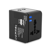 Lade das Bild in den Galerie-Viewer, Intirilife Universal Steckdosen Adapter in SCHWARZ - 7.1 x 5 x 4 cm - Internationaler Steckdosen Stromadapter im kompakten All In One Design mit USB Anschlüssen perfekt geeignet zum Reisen