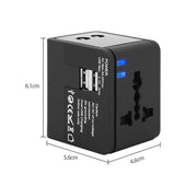 Lade das Bild in den Galerie-Viewer, Intirilife Universal Steckdosen Adapter in SCHWARZ - 4.6 x 5.6 x 6.1 cm - Internationaler Steckdosen Stromadapter mit Tasche im kompakten All In One Design mit USB Anschlüssen perfekt geeignet zum Reisen