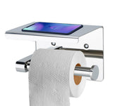 Lade das Bild in den Galerie-Viewer, Intirilife Toilettenpapierhalter mit Ablage in SILBER - 16 x 11 x 10 cm - Edelstahl Papierhalterung mit Ablage zum Bohren - WC Papier Rollenhalter Handtuchhalter